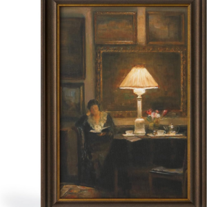 vintage gold picture frame book wall art,women reading poster,girl reading canvas oil paintings farmhouse room decor for bedroom study room dorm, gift for book lovers birthday housewarming,8 x12