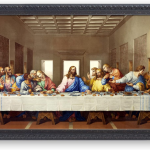 the last supper by leonardo da vinci the world classic art reproductions,giclee prints framed wallart for home decor,image size:30x16 inches,black art framed size:32.75x18.5 inchs