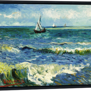framed wall art canvas prints seascape at saintes maries by vincent van gogh modern giclee canvas prints sea pictures on canvas wall art for living room home decorations black frame